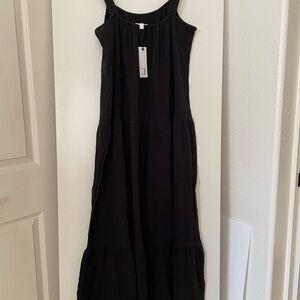 S: BB Dakota Midi/Maxi Flowey Sleeveless Dress Soft Crepe Cotton Black NWT new!
